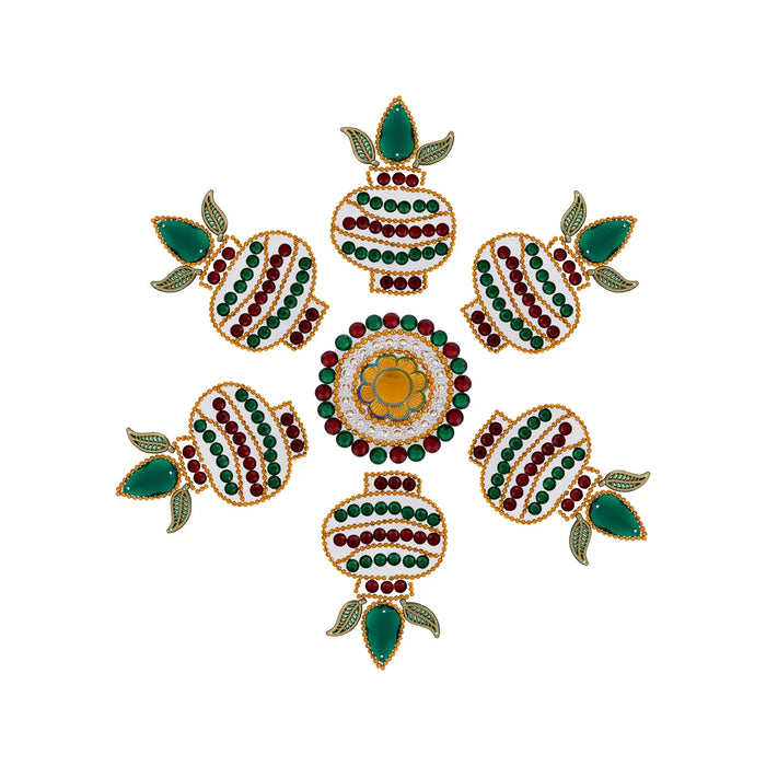 Acrylic Rangoli Design | Kalash Design Muggulu Rangoli Kolam/ Kundan Stone Kolam Design for Home Decor - Kolam & Rangoli
