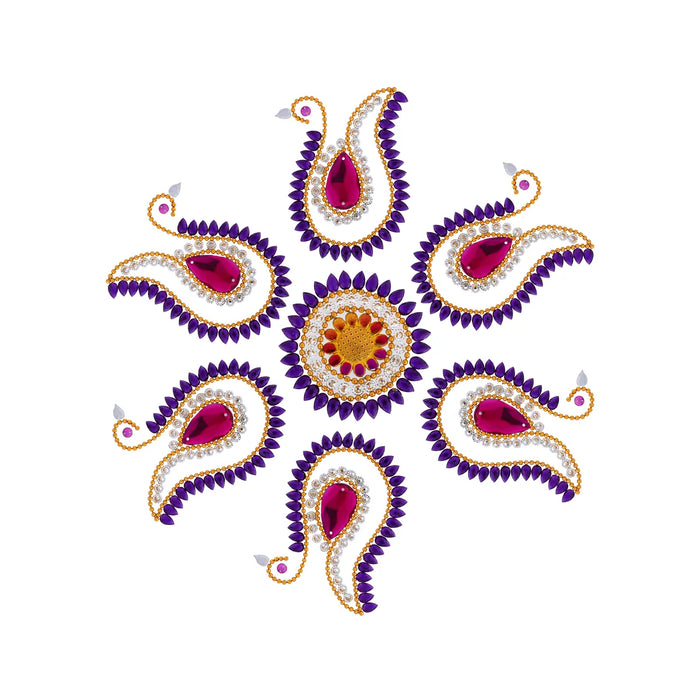 Acrylic Rangoli Design | Kalash Design Muggulu Rangoli Kolam/ Kundan Stone Kolam Design for Home Decor