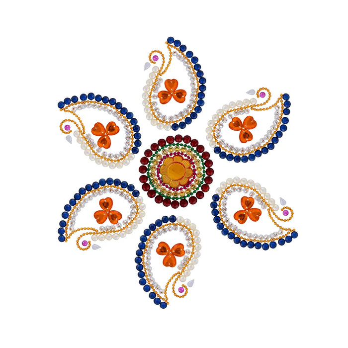 Acrylic Rangoli Design | Kalash Design Muggulu Rangoli Kolam/ Kundan Stone Kolam Design for Home Decor
