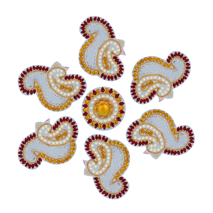 Acrylic Rangoli Design | Peacock Design Muggulu Rangoli Kolam/ Kundan Stone Kolam Design for Home Decor - Kolam & Rangoli