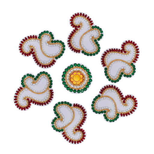 Acrylic Rangoli Design | Peacock Design Muggulu Rangoli Kolam/ Kundan Stone Kolam Design for Home Decor - Kolam & Rangoli