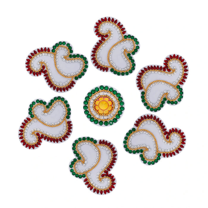 Acrylic Rangoli Design | Peacock Design Muggulu Rangoli Kolam/ Kundan Stone Kolam Design for Home Decor - Kolam & Rangoli