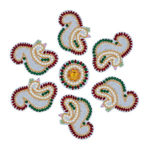 Acrylic Rangoli Design | Peacock Design Muggulu Rangoli Kolam/ Kundan Stone Kolam Design for Home Decor - Kolam & Rangoli