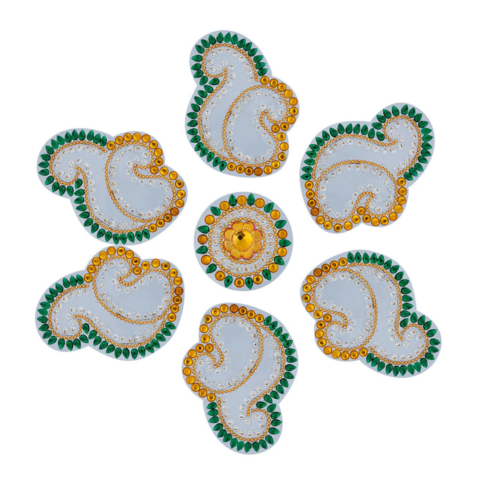 Acrylic Rangoli Design | Peacock Design Muggulu Rangoli Kolam/ Kundan Stone Kolam Design for Home Decor - Kolam & Rangoli