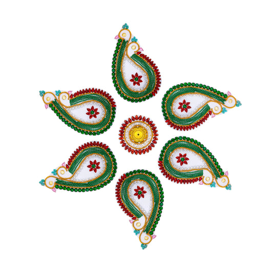 Acrylic Rangoli | Decorative Kundan Rangoli/ Muggulu Rangoli for Home Decor - Kolam & Rangoli