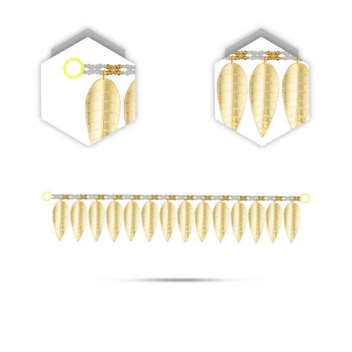 Fancy Toran - 39 Inches | Leaf Design Bandanwar/ Gold & White Beads Thoran for Door Decor - Toran