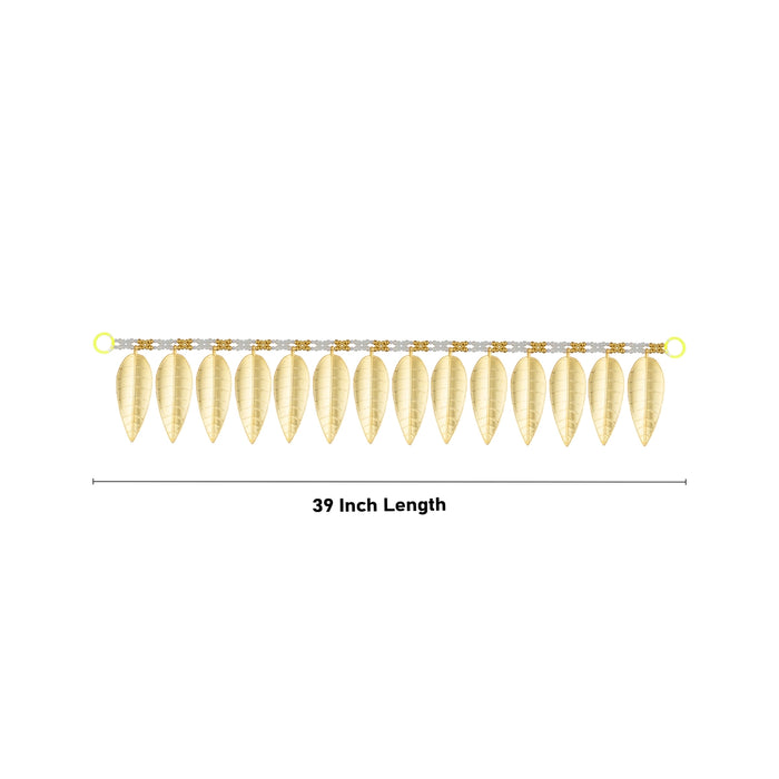 Fancy Toran - 39 Inches | Leaf Design Bandanwar/ Gold & White Beads Thoran for Door Decor - Toran