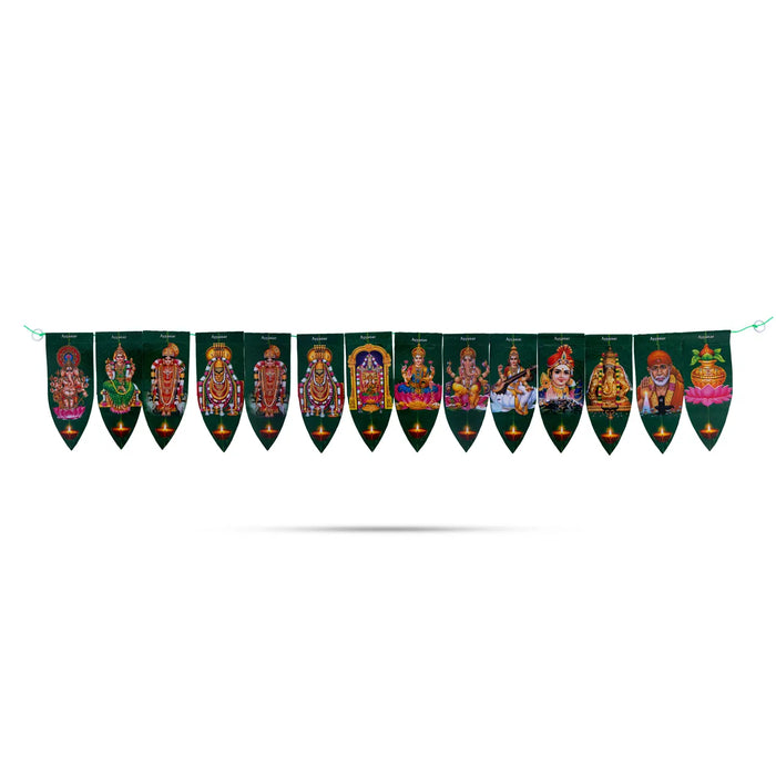 Toran - 26 inches / leaf design / God Image /Thoranam / Bandhawar/ Door Hanging for Entrance & Pooja Room - Toran