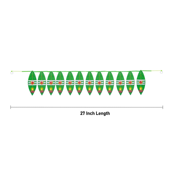 Green Leaf Toran - 27 Inches | Tube God Thoranam / Bandanwar/ Thoranam / Thoran for Door Decor
