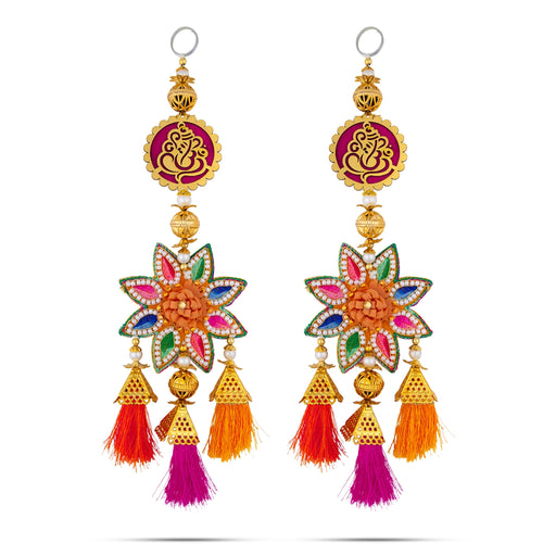 Ganesh Murti Design Wall Hanging Pair - 14 Inches | Multicolour Stone Wall Hanger/ Wall Decor For Living Room - Wall Hanging