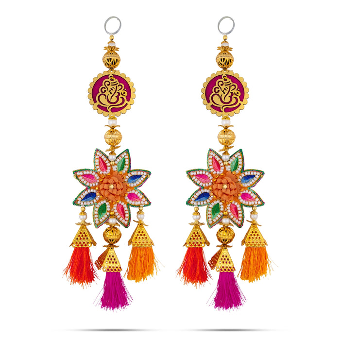 Ganesh Murti Design Wall Hanging Pair - 14 Inches | Multicolour Stone Wall Hanger/ Wall Decor For Living Room - Wall Hanging