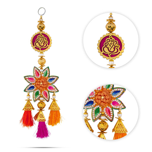 Ganesh Murti Design Wall Hanging Pair - 14 Inches | Multicolour Stone Wall Hanger/ Wall Decor For Living Room - Wall Hanging