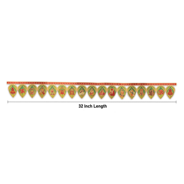 Leaf Design Toran - 32 Inches | Golden & Green Colour Thoran / Bandanwar / Door Hanging Toran for Home - Toran