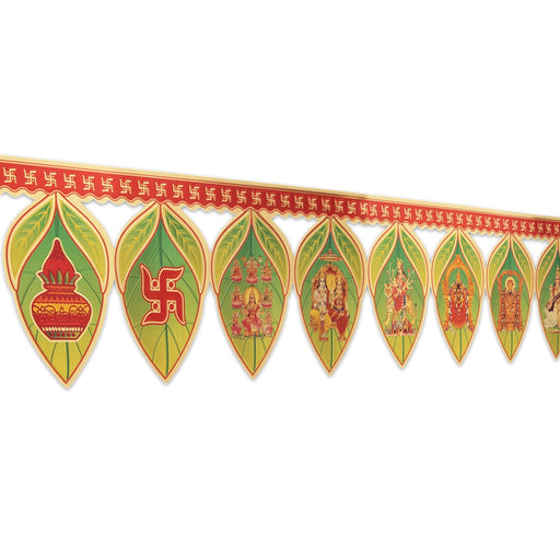 Leaf Design Toran - 32 Inches | Golden & Green Colour Thoran / Bandanwar / Door Hanging Toran for Home - Toran