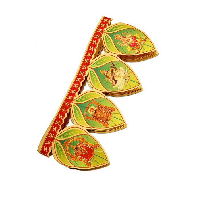 Leaf Design Toran - 32 Inches | Golden & Green Colour Thoran / Bandanwar / Door Hanging Toran for Home - Toran