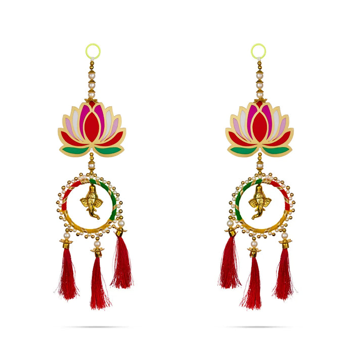 Ganesh Lotus Wall Hanging Pair – 15 Inch | Ganesha Decor Piece / Lotus Hanging for Home Wall Decor