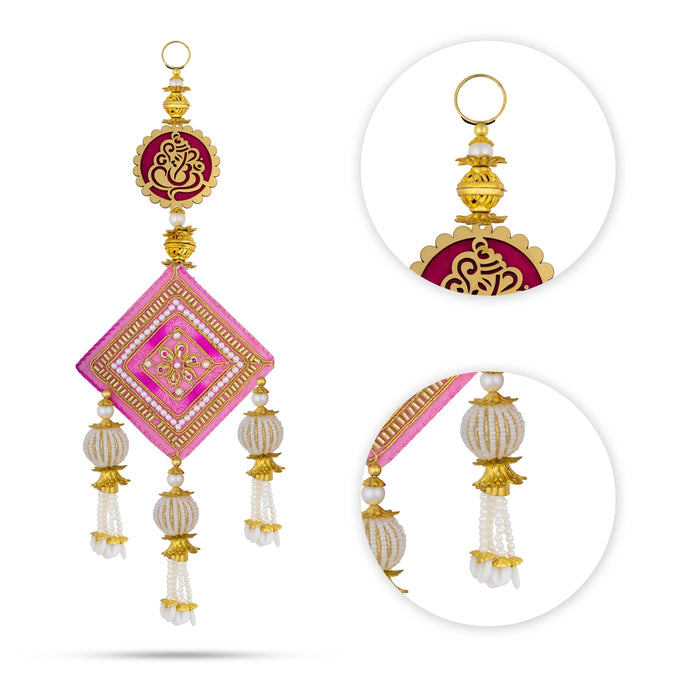 Ganesh Murti Design Wall Hanging Pair - 14 Inches | Moti Beads Design Wall Hanger/ Wall Decor For Living Room - Wall Hanging