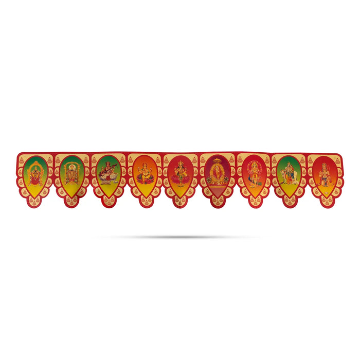 God Picture Toran - 32.5 Inches | Golden And Green Colour Thoran/ Bandanwar/ Door Hanging Toran for Home