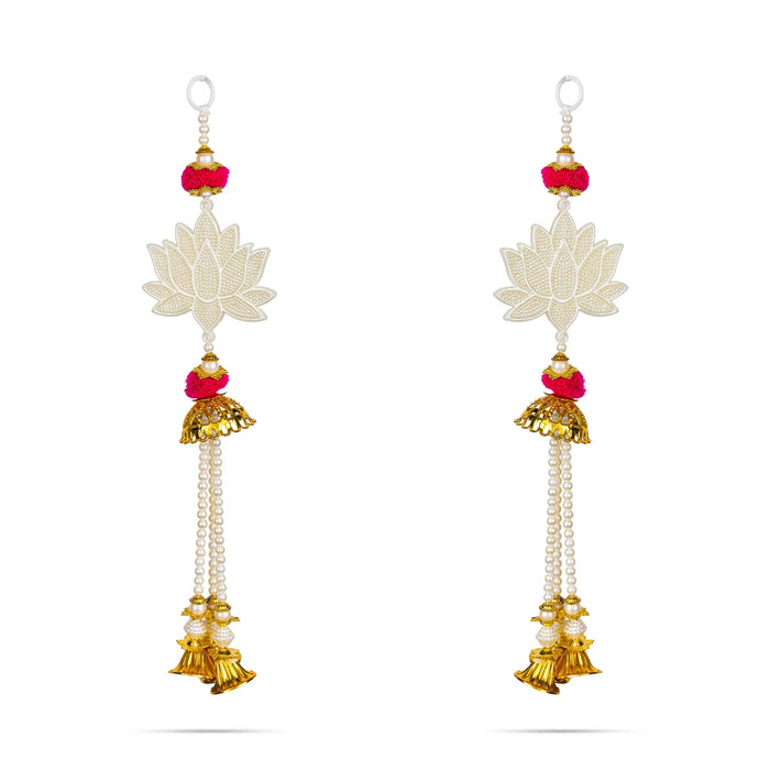 Lotus Design Wall Hanging Pair - 13 Inches | Moti Beads Design Wall Hanger/ Wall Decor For Living Room