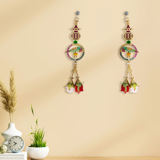 Side Toran Pair - 19 Inches | 2 Pcs/ Bandanwar/ Fancy Thoran for Door Decor/ 120 Gms Approx - Toran