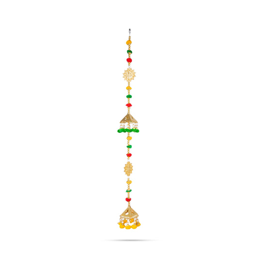 Side Toran Pair - 32 Inches | Gold Beads Bandanwar/ Fancy Thoran for Door Decor/ 165 Gms Approx - Toran