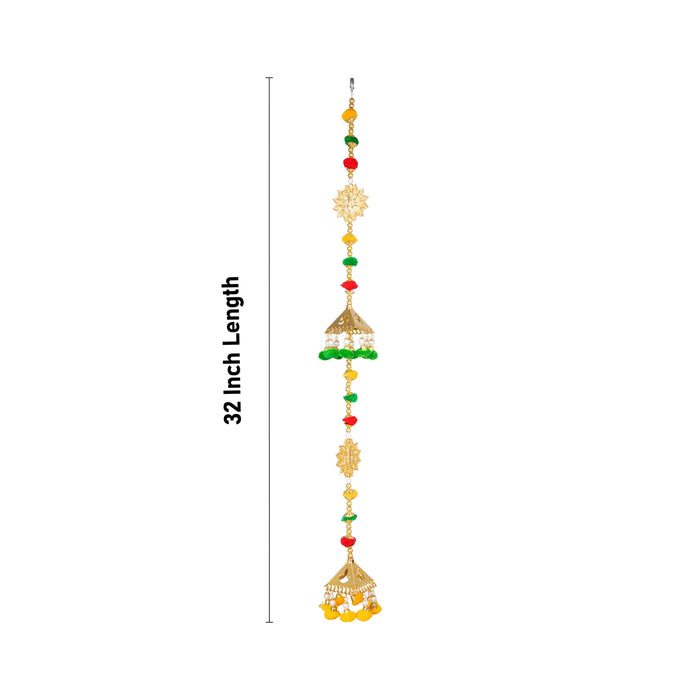 Side Toran Pair - 32 Inches | Gold Beads Bandanwar/ Fancy Thoran for Door Decor/ 165 Gms Approx - Toran