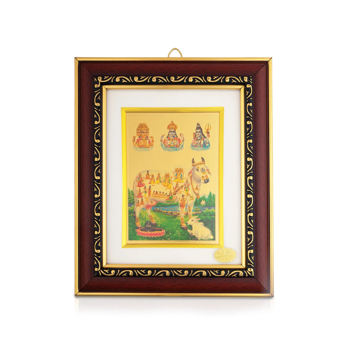 Kamadhenu Cow Photo Frame - 8 x 7 Inches | Divine Gomata Wall Frame for Home & Spiritual Space
