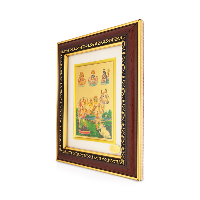 Kamadhenu Cow Photo Frame - 8 x 7 Inches | Divine Gomata Wall Frame for Home & Spiritual Space