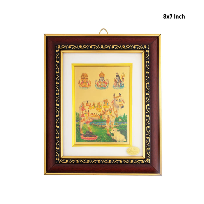 Kamadhenu Cow Photo Frame - 8 x 7 Inches | Divine Gomata Wall Frame for Home & Spiritual Space
