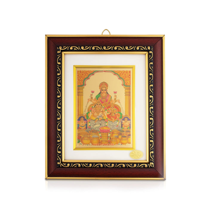 Kubera Lakshmi Devotional Photo Frame - 8 x 7 Inches | Divine Lakshmi Kubera Picture for Spiritual Decor