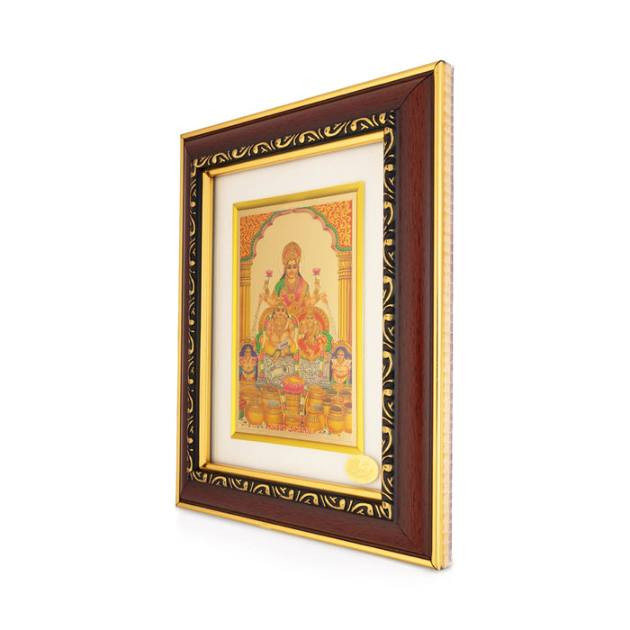 Kubera Lakshmi Devotional Photo Frame - 8 x 7 Inches | Divine Lakshmi Kubera Picture for Spiritual Decor