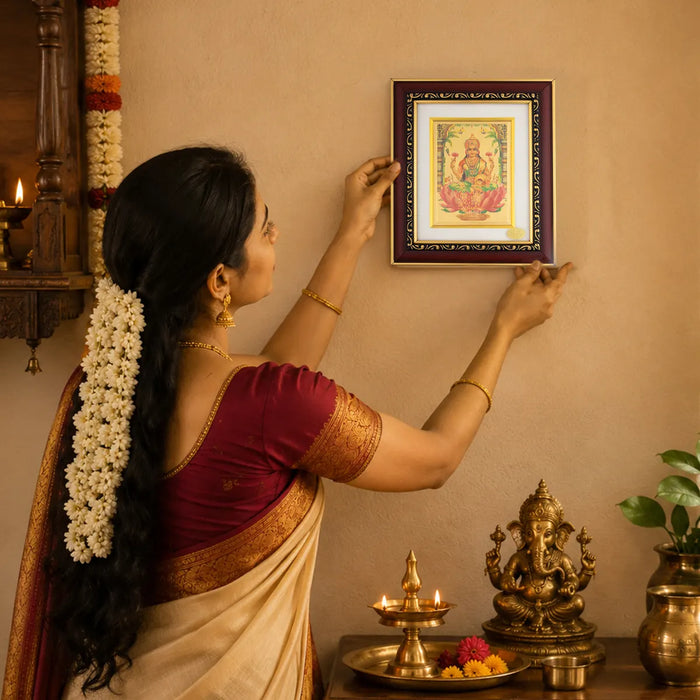 Lakshmi Photo Frame - 8 x 7 Inches | Divine Goddess Lakshmi Picture Frame for Home & Pooja Room