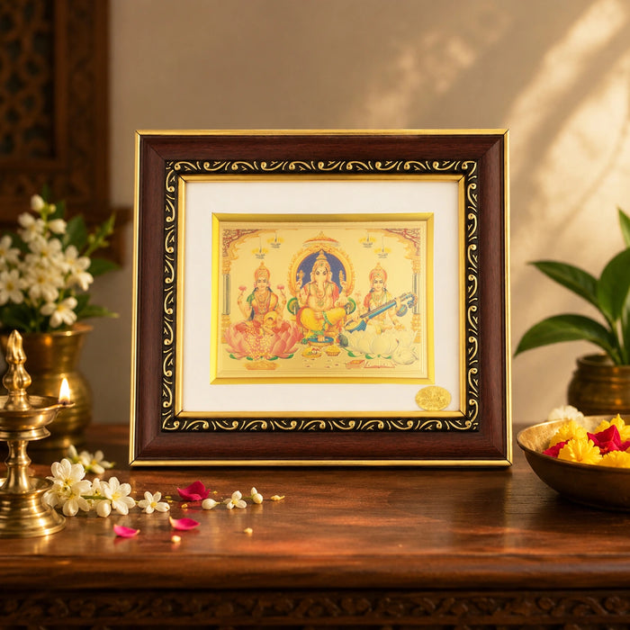 Lakshmi Ganesha Saraswati Photo Frame - 8 x 7 Inches | Wall Hanging/ Picture Frame/ God Frame For Living room