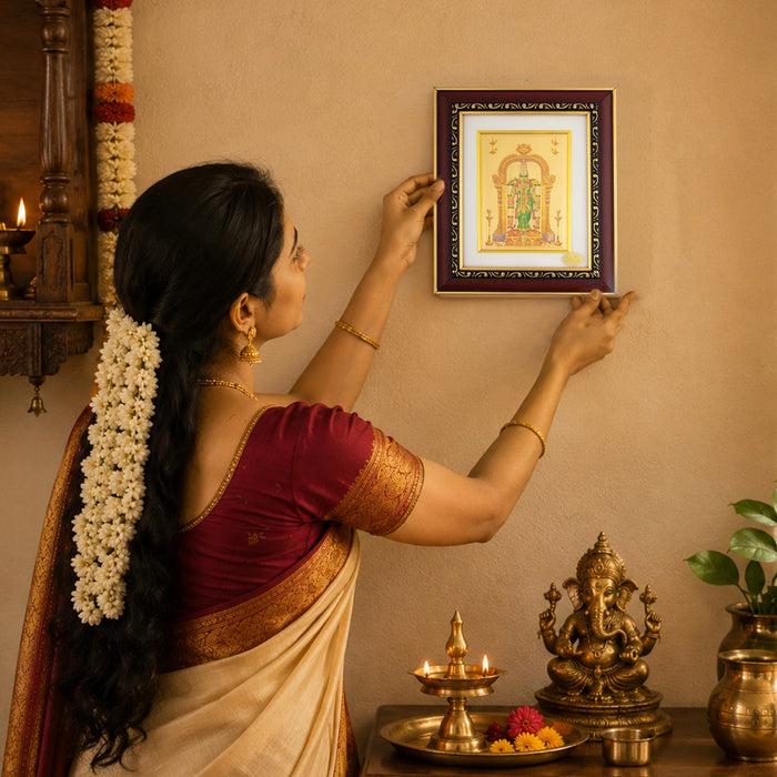 Madurai Meenakshi Wall Frame - 8 x 7 Inches | Goddess Meenatchi Photo Frame for Pooja Room