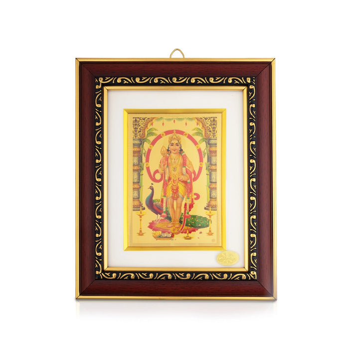 Murugar Standing Photo Frame - 8 x 7 Inches | Lord Kathirvelan with Peacock Picture Frame for Home
