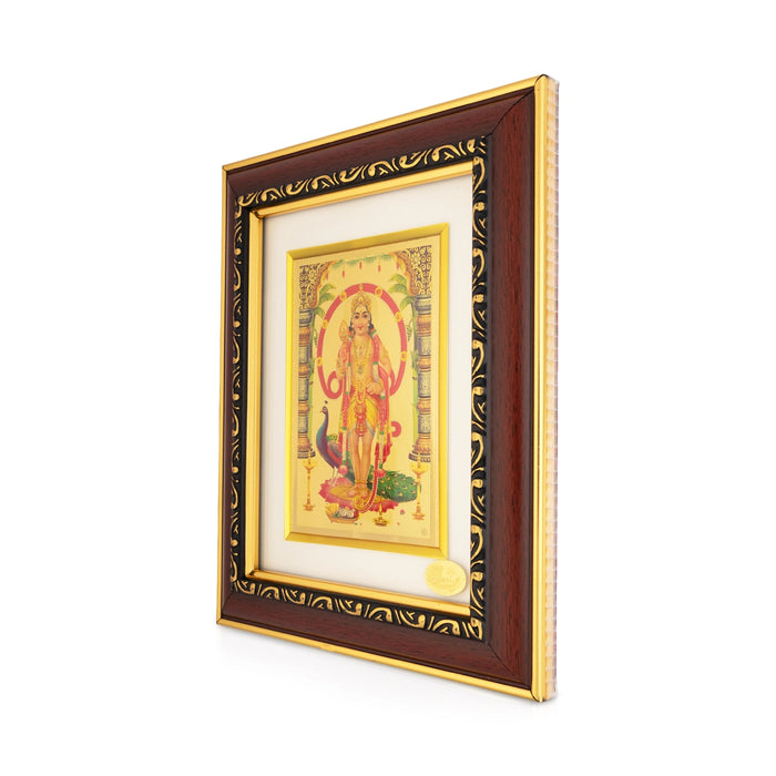 Murugar Standing Photo Frame - 8 x 7 Inches | Lord Kathirvelan with Peacock Picture Frame for Home