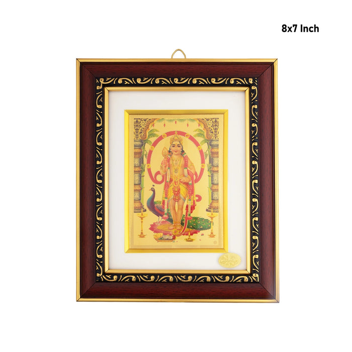 Murugar Standing Photo Frame - 8 x 7 Inches | Lord Kathirvelan with Peacock Picture Frame for Home