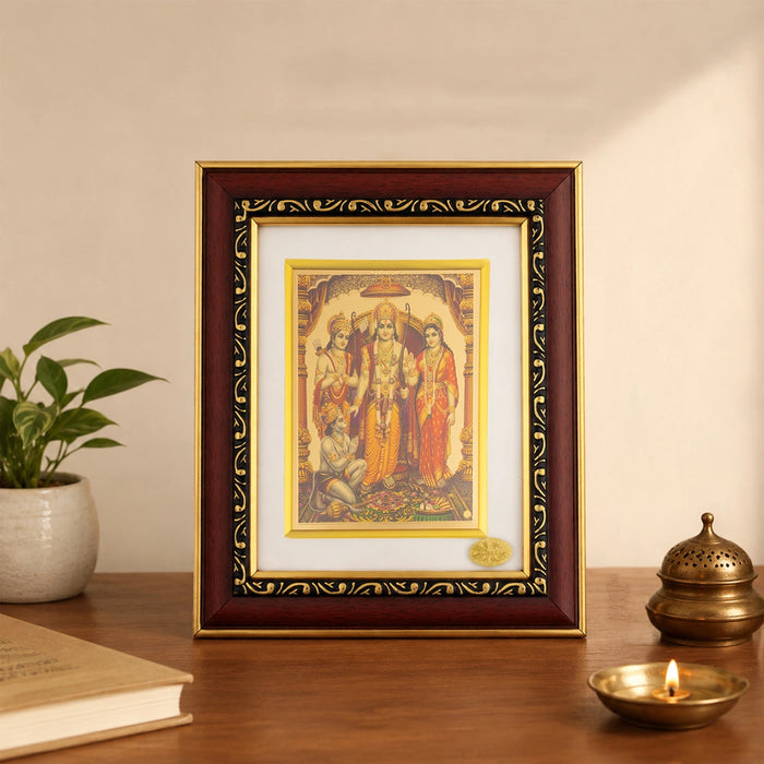 Sri Rama Picture Frame - 8 x 7 Inches | Divine Rama Darbar Photo Frame for Pooja Room & Prayer Space