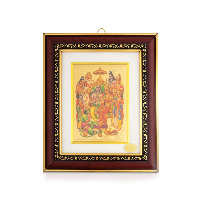 Rama Darbar Picture Frame - 8 x 7 Inches | Divine Ramar Pattabhishekam Wall Frame for Meditation Room