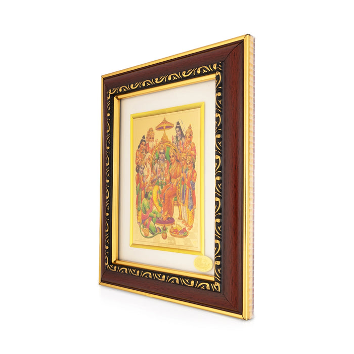 Rama Darbar Picture Frame - 8 x 7 Inches | Divine Ramar Pattabhishekam Wall Frame for Meditation Room