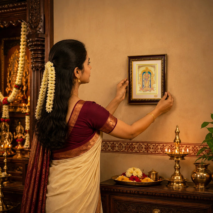 Tiruchendur Murugar Photo Frame - 8 x 7 Inches | Lord Dhandayuthapani Swamy Picture Frame for Home & Pooja Room