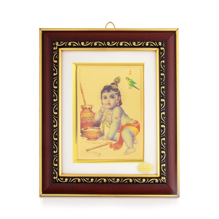 Balakrishna Photo Frame - 8 x 7 Inches | Divine Baby Krishna Wall Frame for Home & Pooja Room