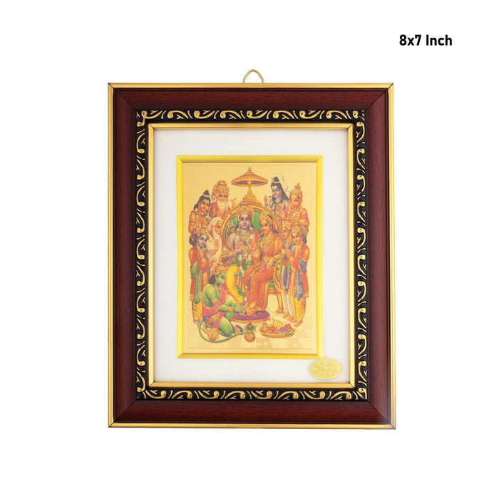 Rama Darbar Picture Frame - 8 x 7 Inches | Divine Ramar Pattabhishekam Wall Frame for Meditation Room