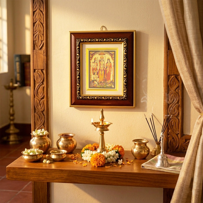Lord Rama Photo Frame - 7 x 6 Inches | Divine Rama Parivar Picture Frame for Prayer Room & Spiritual Decor
