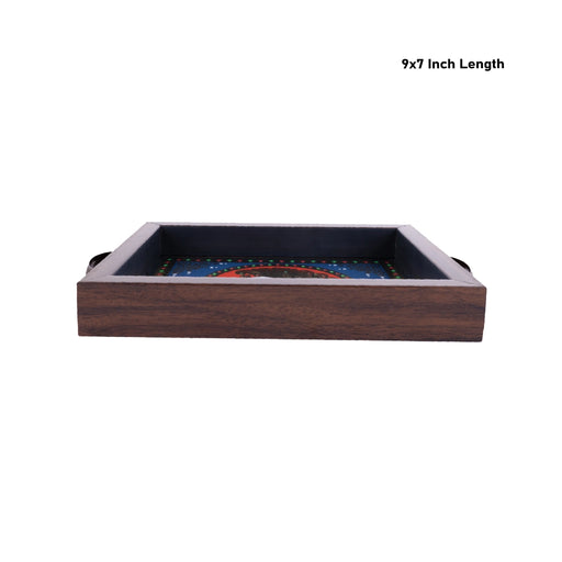 Tanjore Glass Painting Tray - 1.25 X 9 X 7 Inches | Thanjavur Decorative Plate/ Wooden Tray For Home Decor - Pooja Plate & Tray