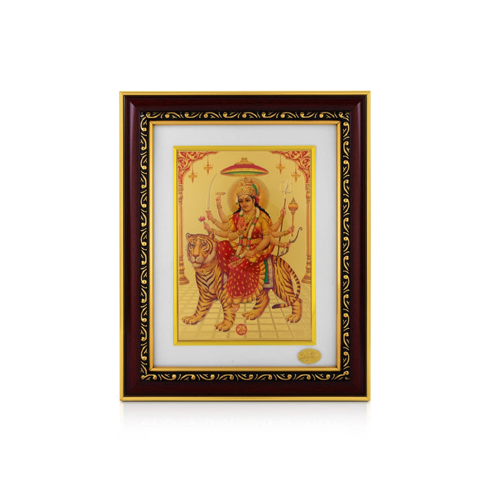 Durgai Amman Wall Frame - 10 x 8 Inches | Goddess Durga Devi Divine Photo Frame for Pooja Space