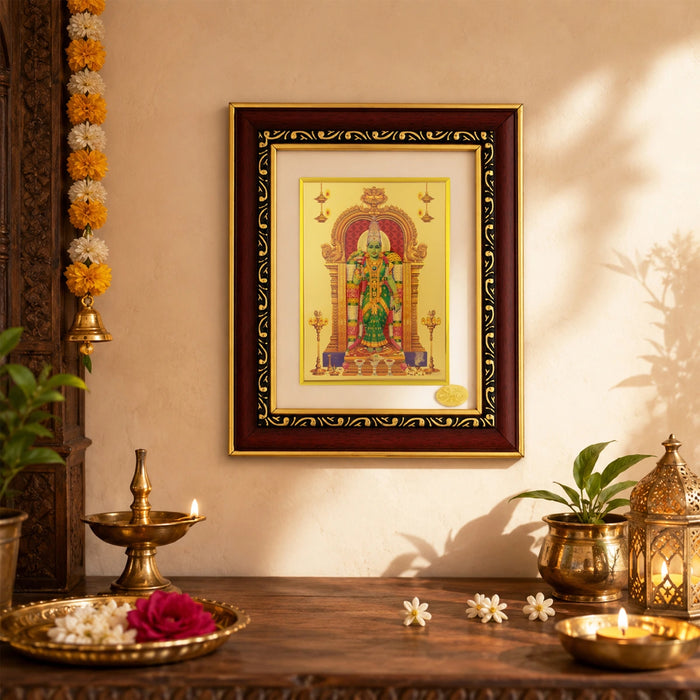 Meenakshi Amman Wall Frame - 10 x 8 Inches | Madurai Meenakshi with Parrot Photo Frame for Pooja Space