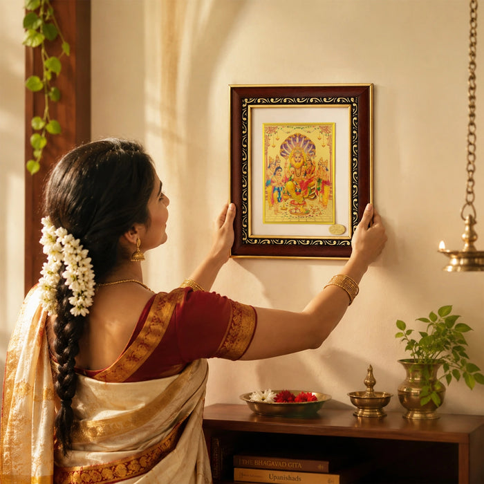 Sri Narasimha Bhagavan Photo Frame -10 x 8 Inches | Lord Narasimhar Wall Frame for Living Room & Pooja Space