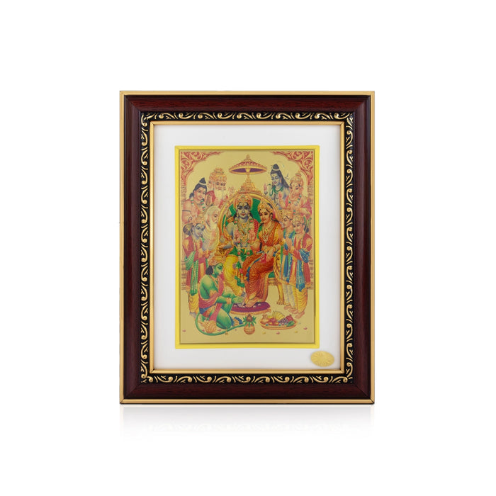 Ramar Pattabhishekam Wall Frame - 10 x 8 Inches | Lord Rama Coronation Photo Frame for Home & Pooja Room