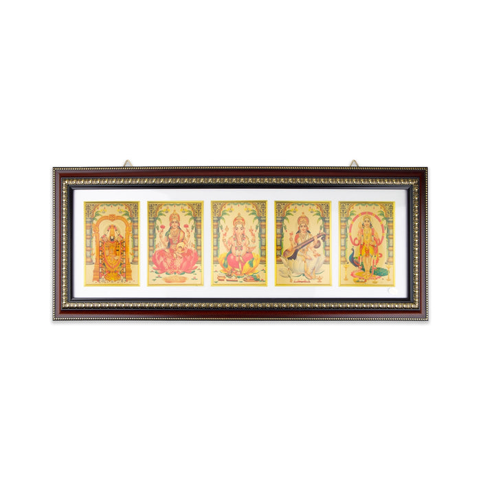 Photo Frame - 32 x 12 Inches | 5 In 1 Picture Frame/ Rosewood Synthetic Frame for Wall - Hindu God Photos & Frames